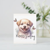 Schattigee Puppy Blijf Glimlachen Aangepast Briefkaart (Staand voorkant)