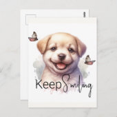 Schattigee Puppy Blijf Glimlachen Aangepast Briefkaart (Voorkant / Achterkant)