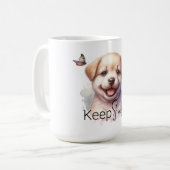 Schattigee Puppy Blijf Glimlachen Aangepaste Mok (Voorkant links)