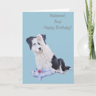 Schattigee Puppy Collie Realist Dog Art verjaardag Kaart