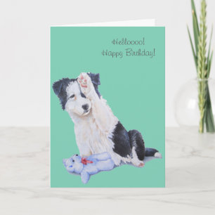 Schattigee Puppy Collie Realist Dog Art verjaardag Kaart