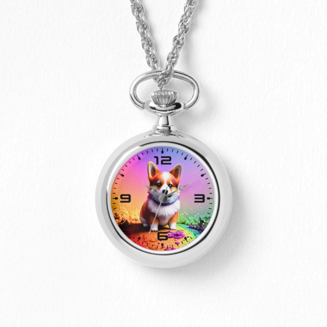 Schattigee Puppy Corgi Dog-36475 Horloge (Voorkant)