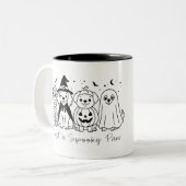 Schattigee Puppy Dog Halloween Custom Tweekleurige Koffiemok (Voorkant links)