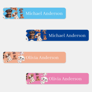 Schattigee Puppy Dog Kinder naam Labels