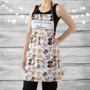 Schattigee Puppy Dog Pattern Business Schort