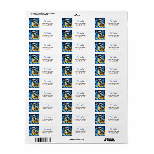 Schattigee Puppy Dog Spelen in Sneeuw Kerstmis Etiket (Full Sheet)