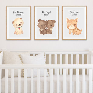 Schattigee Puppy Dogs Gepersonaliseerde Tekst Naam Muurkunst Sets