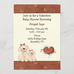 Schattigee Puppy Dogs Valentijn Girls Baby shower Kaart