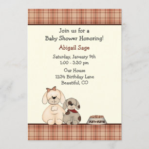 Schattigee puppy hond en moeder jongen Baby shower Kaart