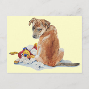 Schattigee puppy hond gemengd ras met teddy realis briefkaart