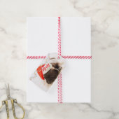 Schattigee puppy hond in een rode kerstmuts kerst cadeaulabel (Met Touw)