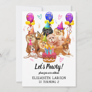 Schattigee puppy hond laat pawty verjaardagsvierin kaart
