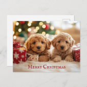 Schattigee puppy hond Vrolijk kerstfeest Briefkaart (Voorkant / Achterkant)