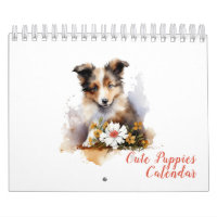 Schattigee Puppy Huisdieren Waterverf Flower