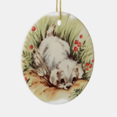 Schattigee  puppy in gras keramisch ornament (Rechts)