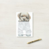 Schattigee puppy in jeans kunstmonogram post-it® notes (Op bureau)