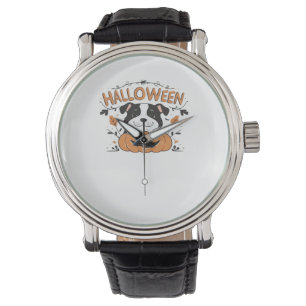Schattigee puppy in pompoen - Halloween hondenillu Horloge