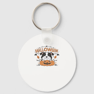 Schattigee puppy in pompoen � Halloween hondenillu Sleutelhanger