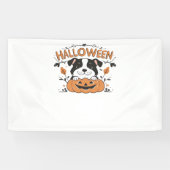 Schattigee puppy in pompoen - Halloween hondenillu Spandoek (Horizontaal)