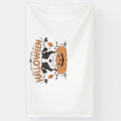 Schattigee puppy in pompoen - Halloween hondenillu Spandoek (Verticaal)