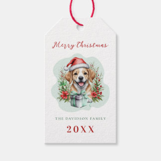 Schattigee Puppy Kerst Cadeaulabel