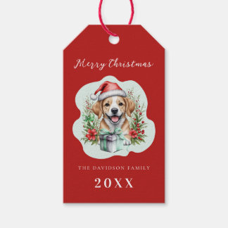 Schattigee Puppy Kerst Cadeaulabel