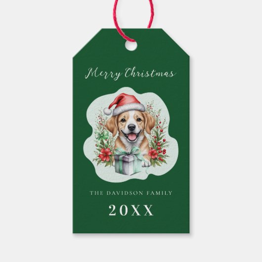 Schattigee Puppy Kerst Cadeaulabel (Voorkant)