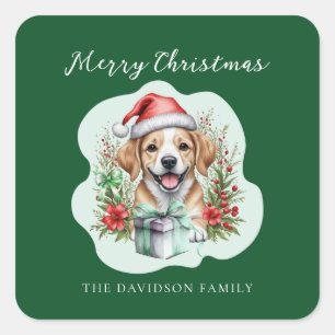 Schattigee Puppy Kerst Vierkante Sticker