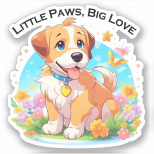 Schattigee puppy kleine poten grote liefde sticker