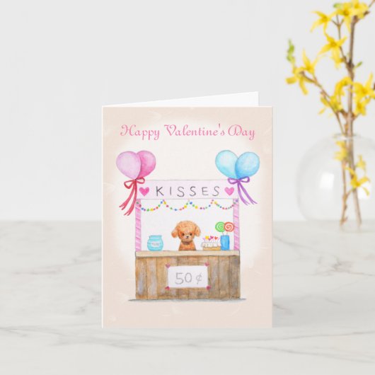 Schattigee Puppy Kusjes Booth Aangepaste tekst Val Kaart (Gele Bloem)