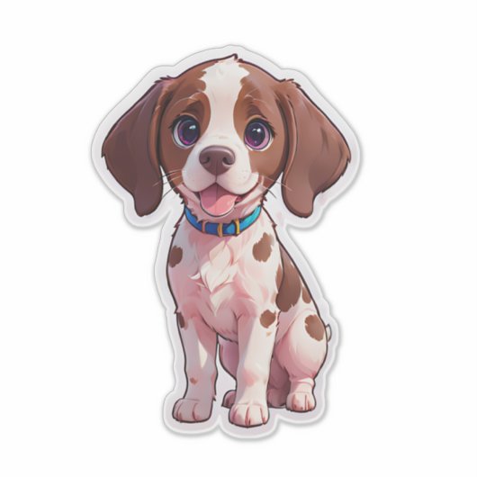 Schattigee puppy met een halsband sticker (Voorkant)