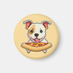 Schattigee Puppy met een plakje pizza Magneet