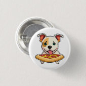 Schattigee Puppy met een plakje pizza Ronde Button 3,2 Cm (Voorkant /achterkant)