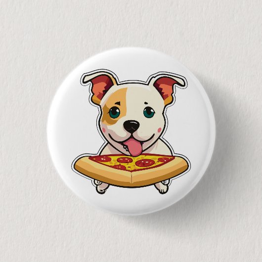 Schattigee Puppy met een plakje pizza Ronde Button 3,2 Cm (Voorkant)