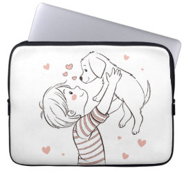 Schattigee puppy met Happy Kind Cartoon Laptop Sleeve