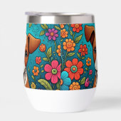 Schattigee Puppy met Whimsical Folk Art Flowers (Rechts)