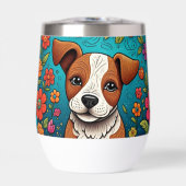 Schattigee Puppy met Whimsical Folk Art Flowers (Voorkant)