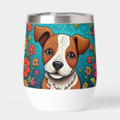 Schattigee Puppy met Whimsical Folk Art Flowers (Achterkant)