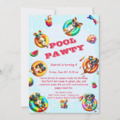 Schattigee Puppy Pool Party Verjaardagsuitnodiging Kaart (Voorkant)