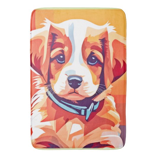 Schattigee Puppy Pop Art Badmat (Voorkant Verticaal)