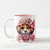 Schattigee Puppy Roze Pet en Roze Jurk Mok (Links)
