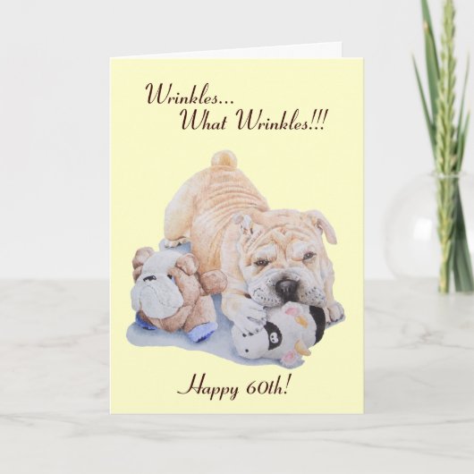 Schattigee puppy Shar Pei Dog en Teddy Funny 60th Kaart (Voorkant)