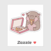 Schattigee Pygmee Hippo houdt van pizza eten Sticker (Vel)