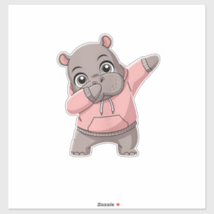 Schattigee Pygmee Hippo Kinder Meisjes Jongens Dab Sticker