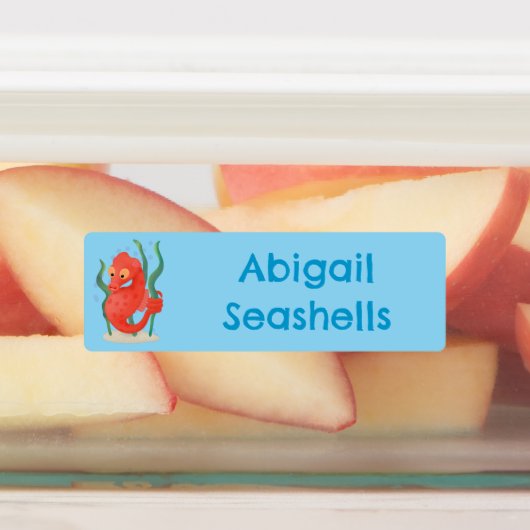 Schattigee pygmee zeepaardje cartoon gepersonalise labels (Aangebracht)