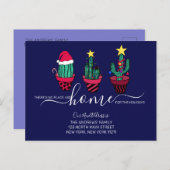 Schattigee Quote Kerstverlichting Cactus Tree Bewe Aankondigingskaart (Voorkant / Achterkant)