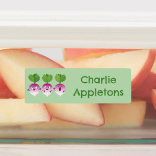 Schattigee raap groente trio cartoon gepersonalise labels