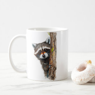 Schattigee Raccoon Peeking Tree Classic Mok