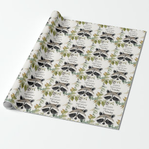 Schattigee Raccoon Woodland Animal Verjaardagsfees Cadeaupapier