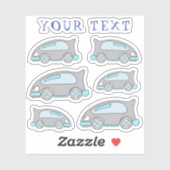 Schattigee Race Auto Cartoon Tekening Naam Kinder  Sticker (Vel)